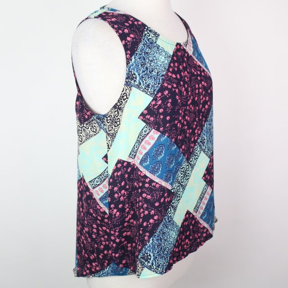 Charming Charlie Womens Medium Patchwork Open Tie-Back Blouse Top - Picture 2 of 5